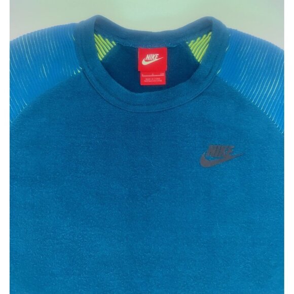 Nike Woman's S Sportswear Tech Fleece Crew 809537 301 Turquoise Volt Sweatshirt - Picture 6 of 10